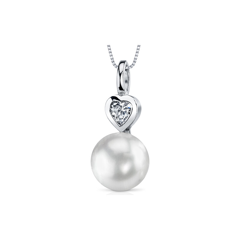 Eppi Stříbrný náhrdelník s bílou perlou Ayaan
