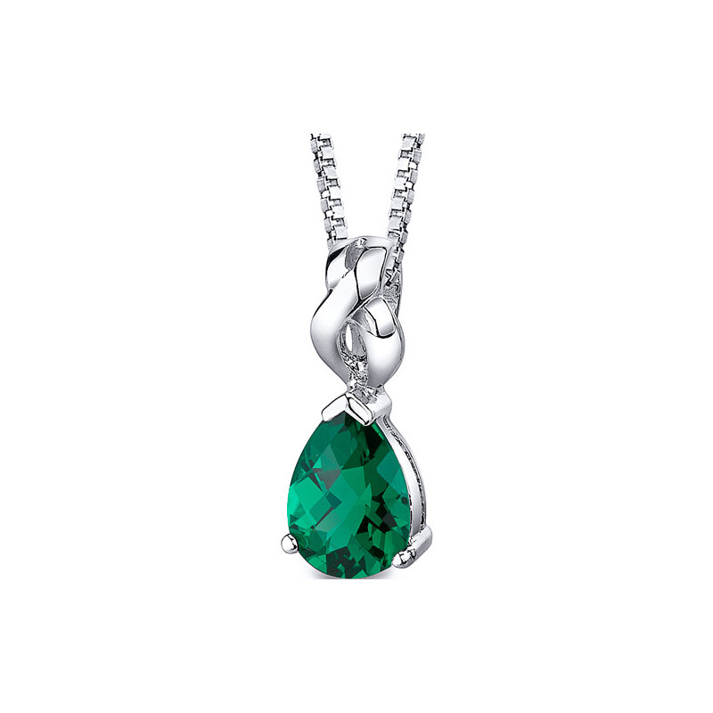 Eppi Stříbrný náhrdelník se smaragdovou slzou Arokya
