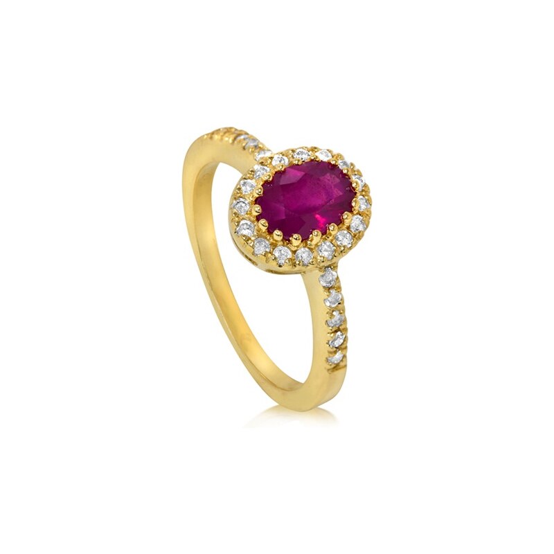 Eppi Romantický zásnubní prsten s rubínem a diamanty Izhar