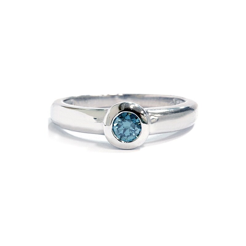 Eppi Zásnubní prsten s modrým diamantem z bílého zlata Vanita