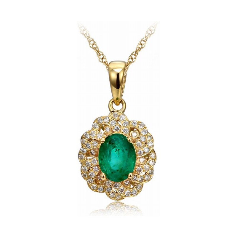 Eppi Proplétaný náhrdelník se smaragdem a diamanty Deena