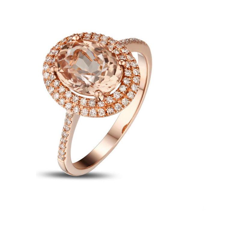 Eppi Růžová pompéznost v prstenu s morganitem a diamanty Vir