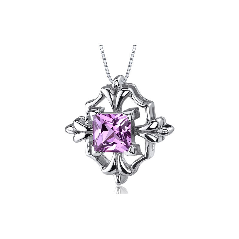 Eppi Krása růžového safíru ve stříbrném náhrdelníku Jamini
