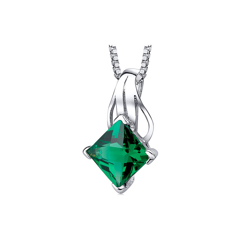 Eppi Stříbrný náhrdelník s jiskřivým smaragdem Janani