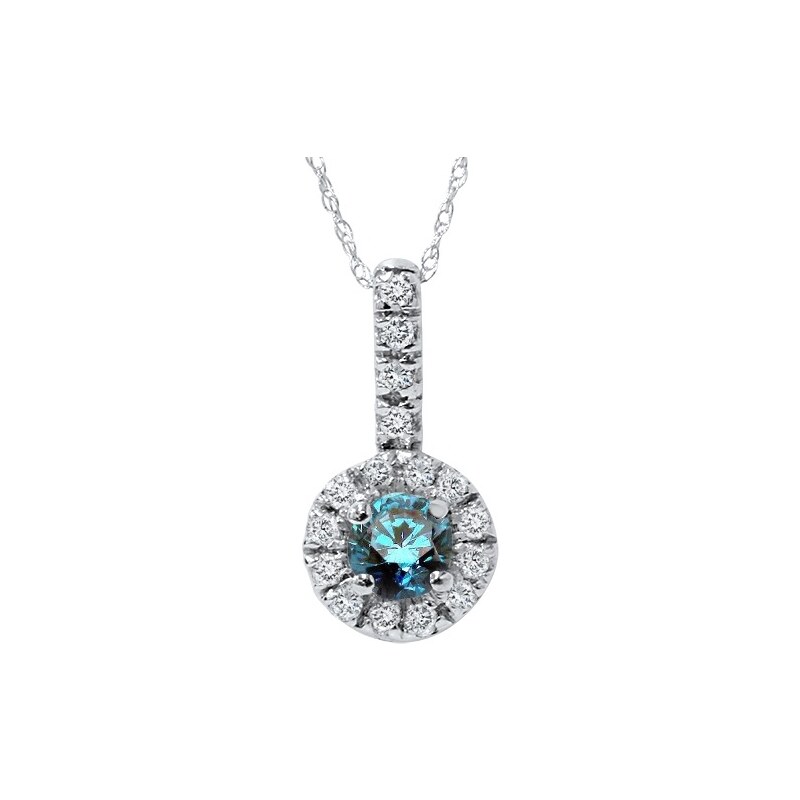 Eppi Jiskřivý diamantový zlatý náhrdelník s modrým diamantem Vibhu