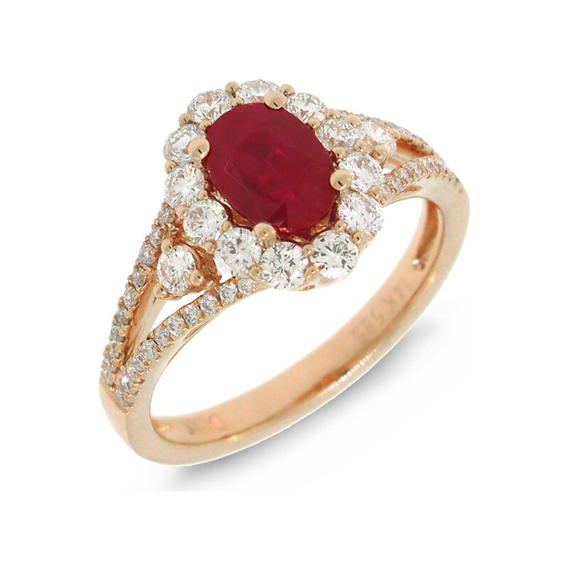 Eppi Luxusní přehlídka diamantů v rubínovém zlatém prstenu Sajili