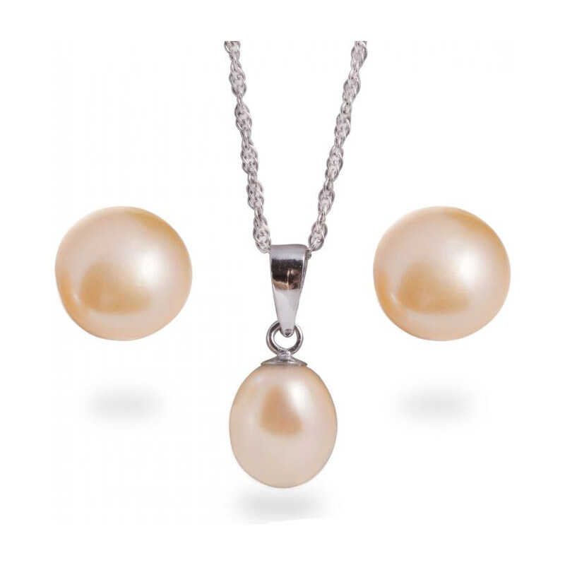 Eppi Stříbrná kolekce s broskvovými perlami Tarani