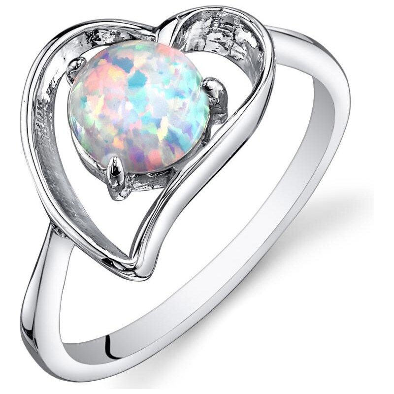 Eppi Stříbrný prsten s opálem ve tvaru srdce Misal