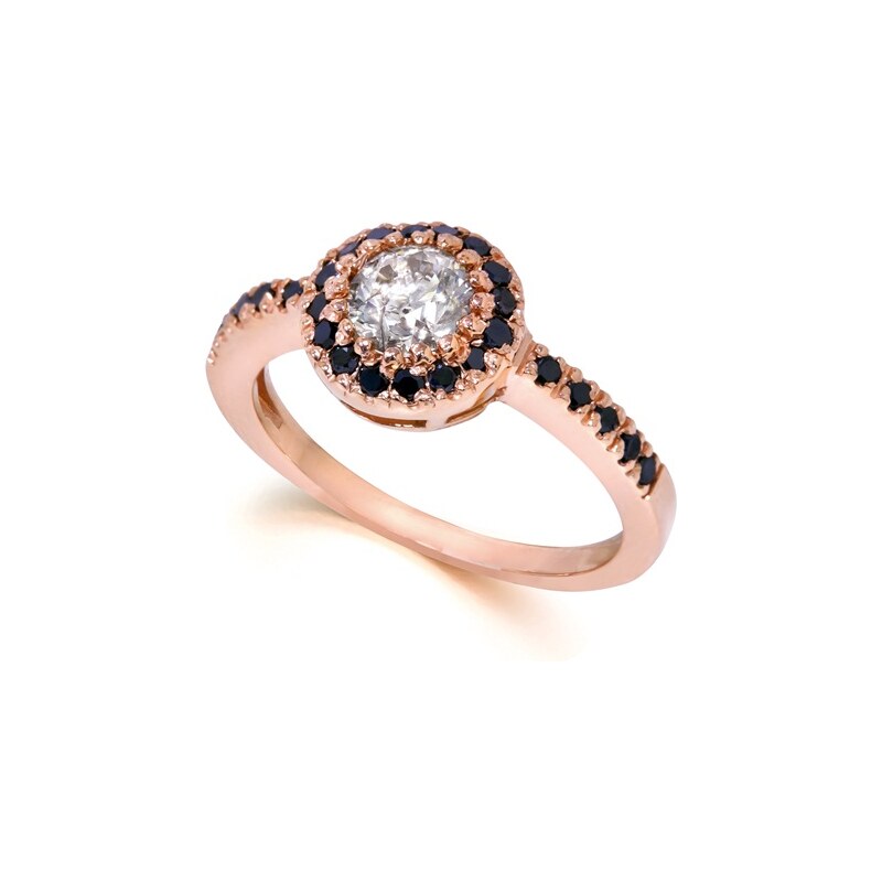 Eppi Diamantový prsten z růžového zlata s černými diamanty Lorin