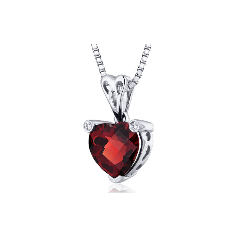 Eppi Granátové srdce ve stříbrném náhrdelníku Naganika