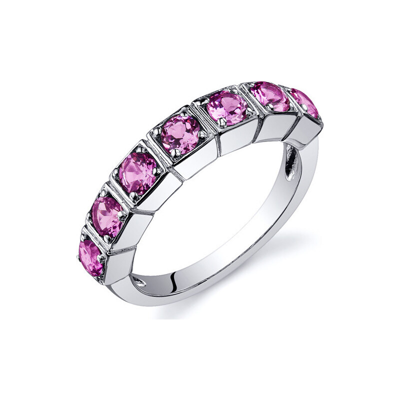 Eppi Stříbrný prsten zdobený růžovými safíry Navadurga