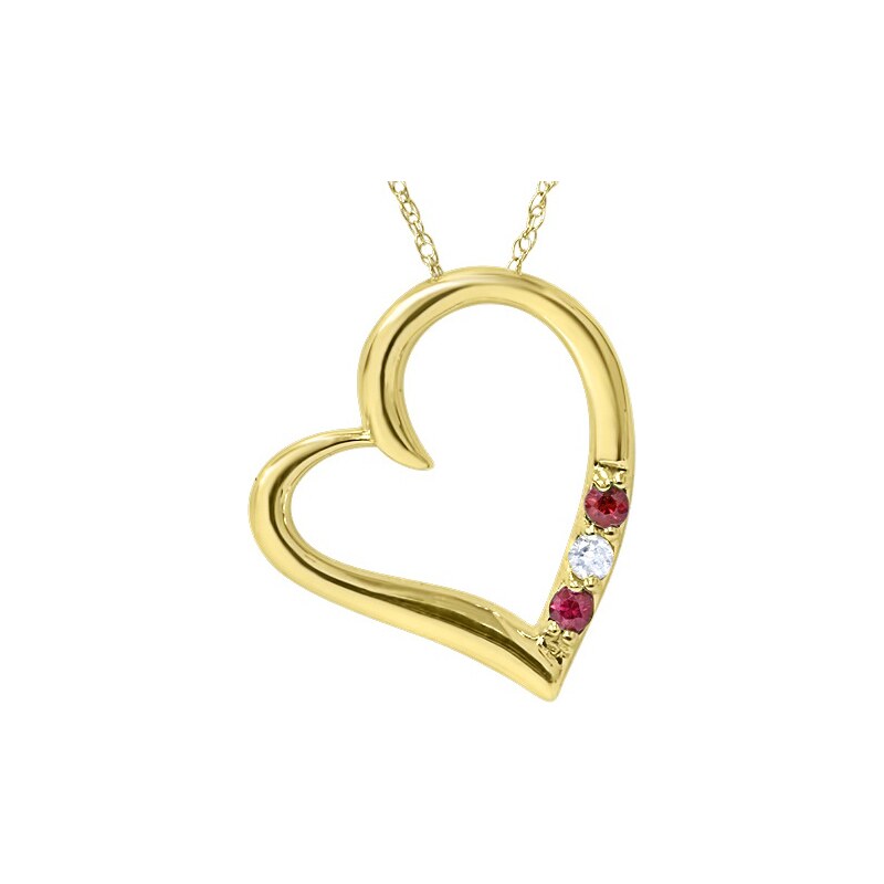 Eppi Zlatý náhrdelník srdce s rubíny a diamantem Tanish