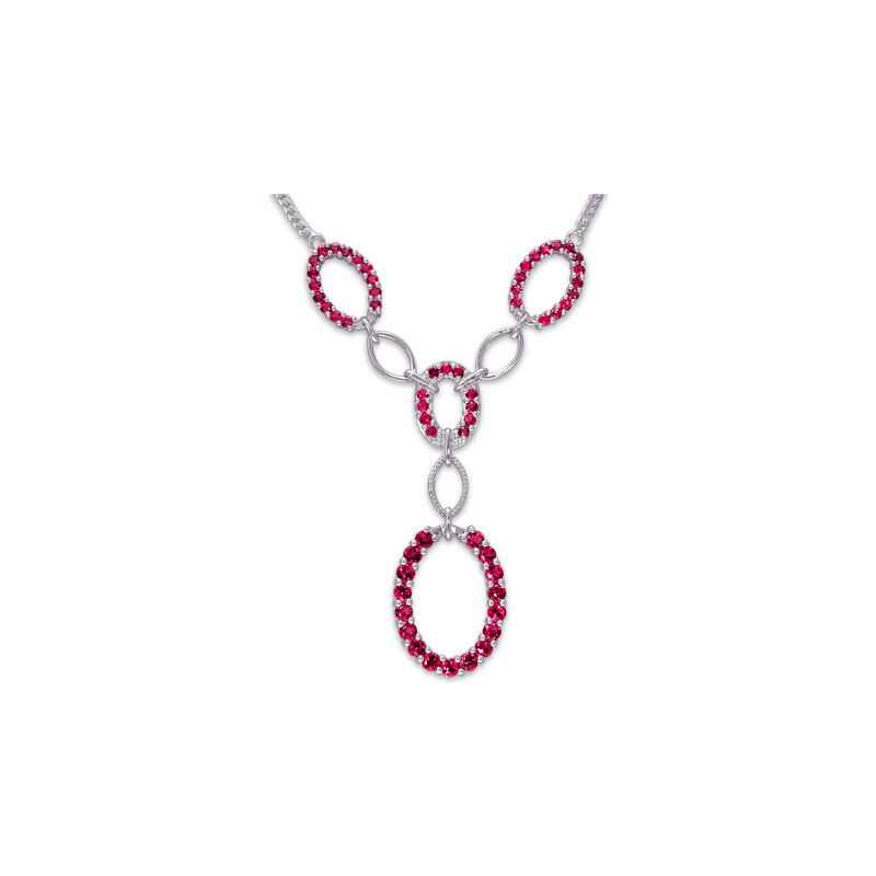 Eppi Výrazný rubínový stříbrný náhrdelník Serapia