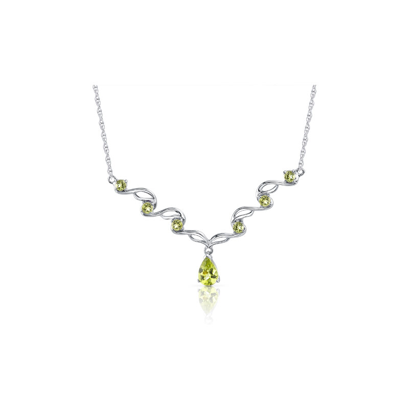 Eppi Stříbrný náhrdelník zdobený olivíny Zamblia