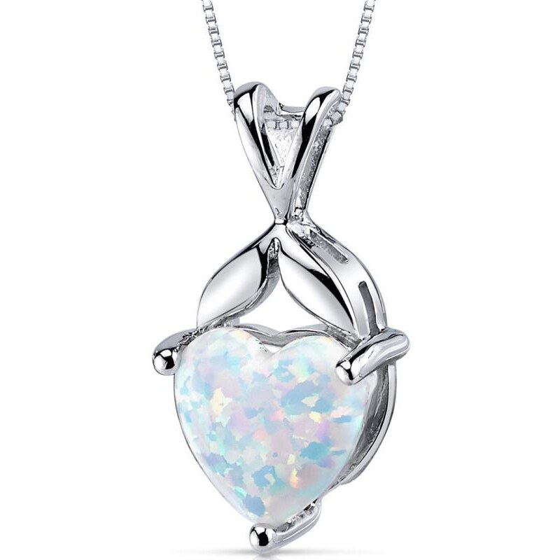 Eppi Stříbrný náhrdelník s opálovým srdcem Akie
