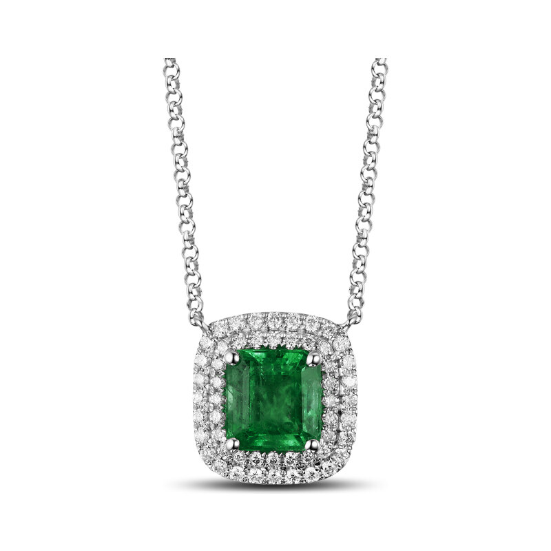Eppi Zlatý náhrdelník se smaragdem a diamanty Irene