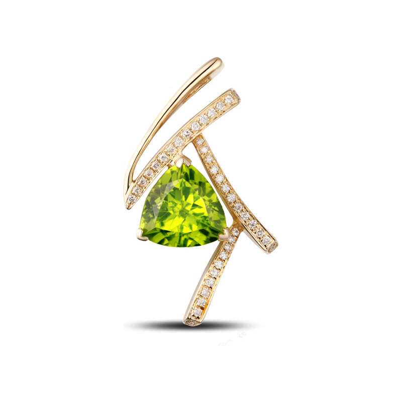 Eppi Olivínový zlatý přívěsek s diamanty Fantasia