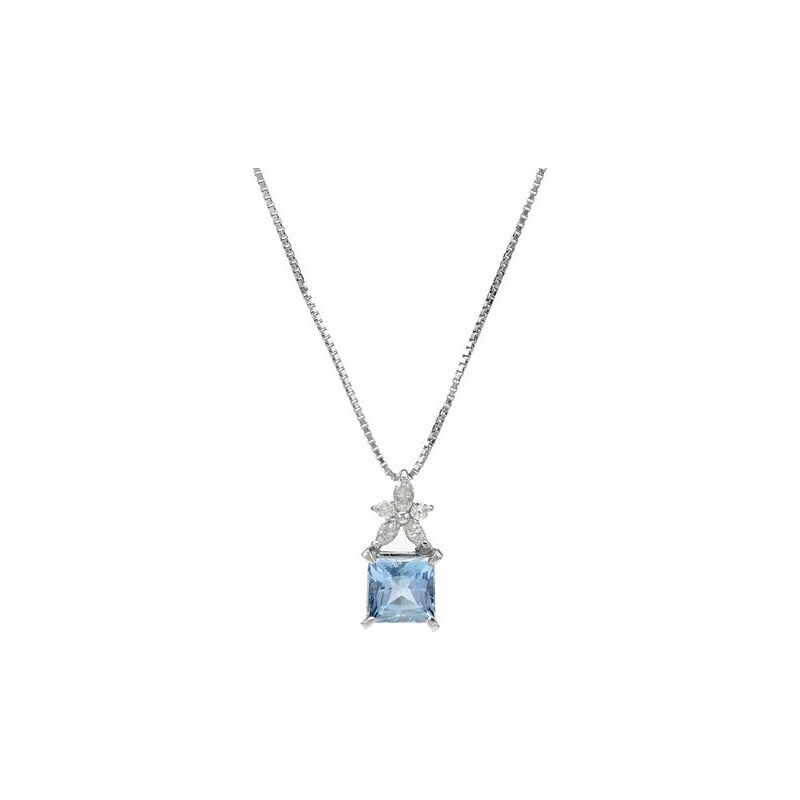 Eppi Platinový náhrdelník s akvamarínem a diamanty Cailey
