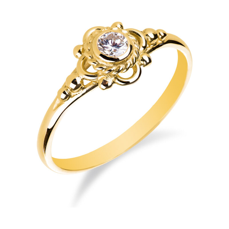 Eppi Zlatý prsten ve vintage stylu s diamantem Coronah