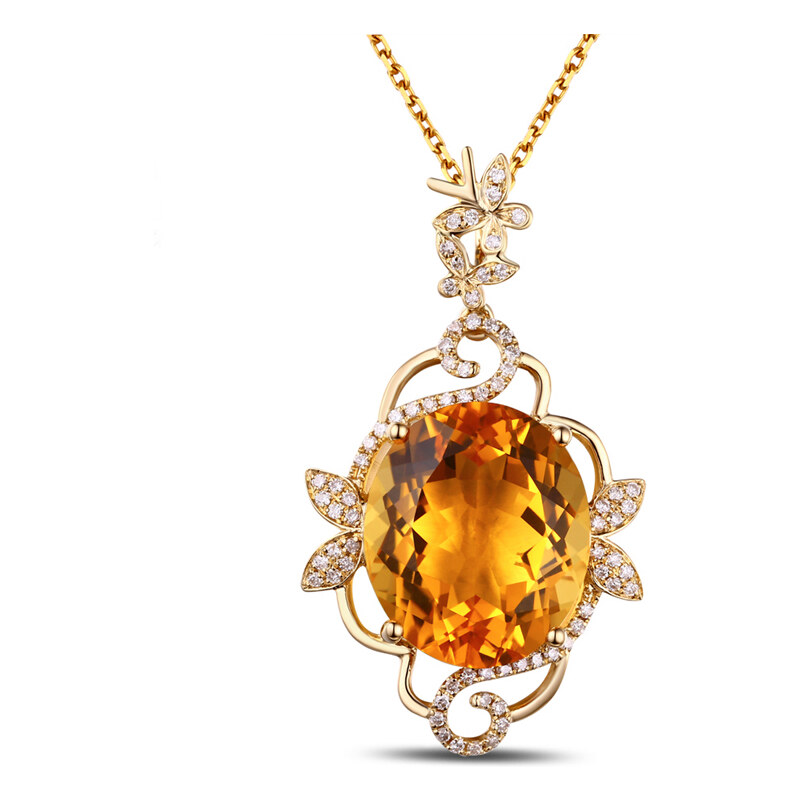 Eppi Zlatý náhrdelník s citrínem a diamanty Beldah
