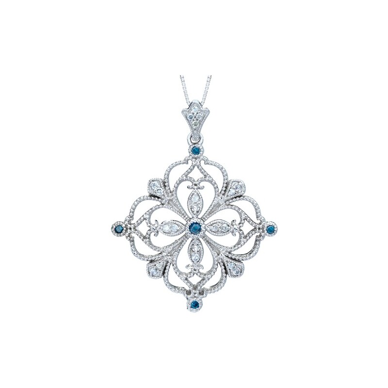 Eppi Zlatý vintage náhrdelník s modrými a bílými diamanty Esil