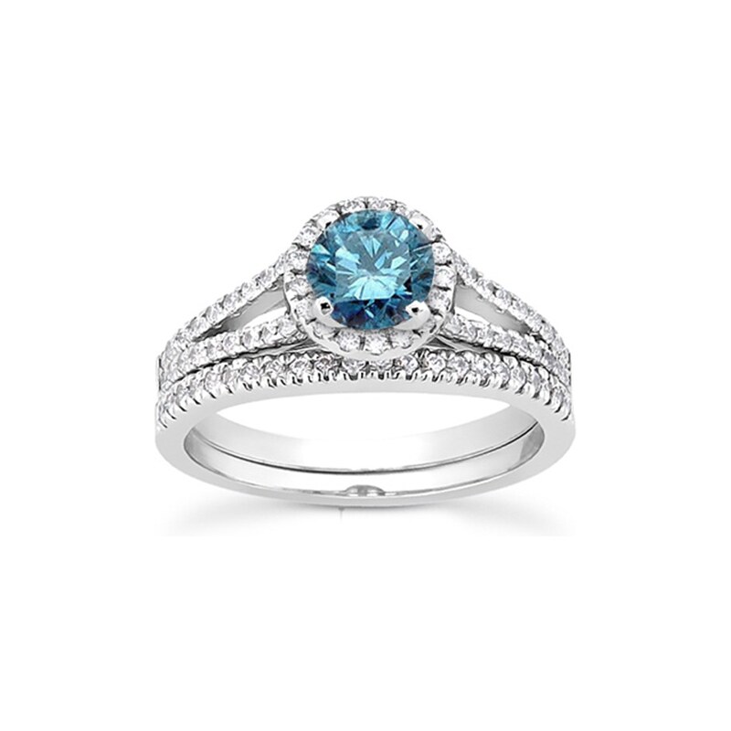 Eppi Svatební set prstenů s modrým diamantem Berit