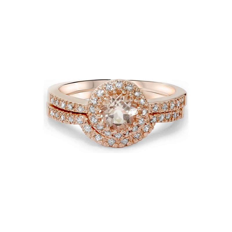 Eppi Zasnubní set prstenů z růžového zlata s morganitem Joy