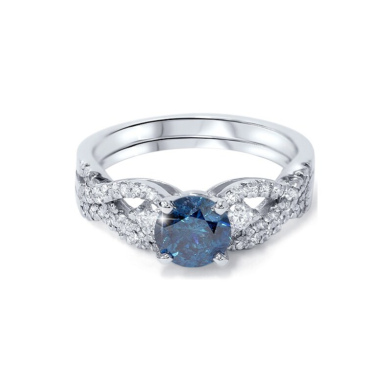 Eppi Luxusní set prstenů s výrazným modrým diamantem Alisa
