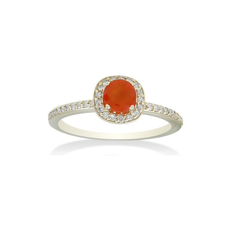 Eppi Oranžový safír ve zlatém prstenu s diamanty Cruz
