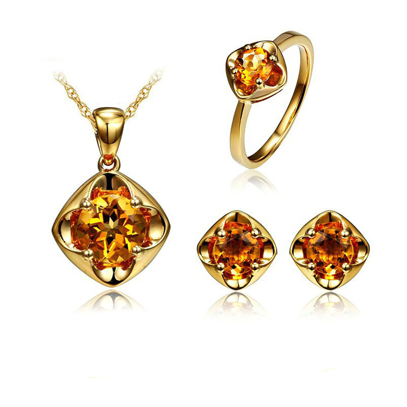 Eppi Zlatá souprava tří šperků s citríny Abrielle