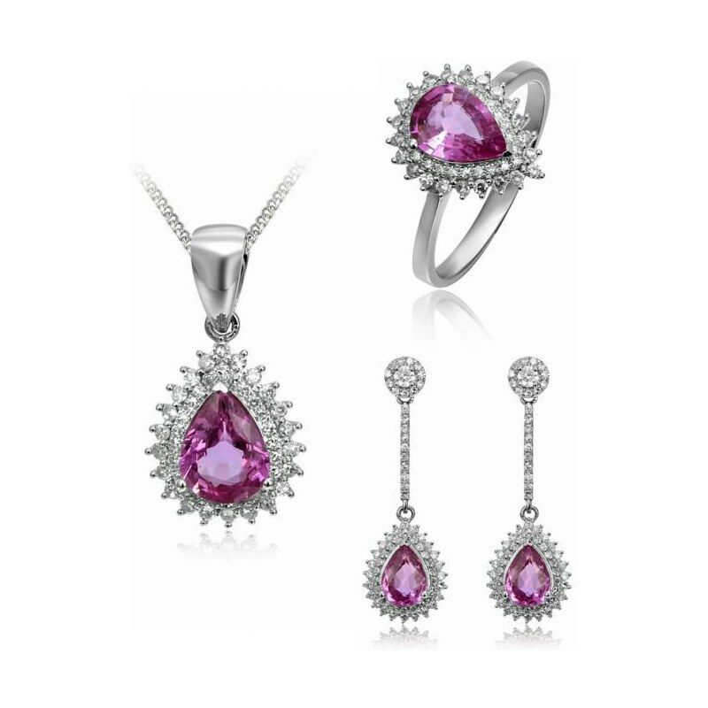 Eppi Souprava šperků s růžovými safíry a diamanty Kaila