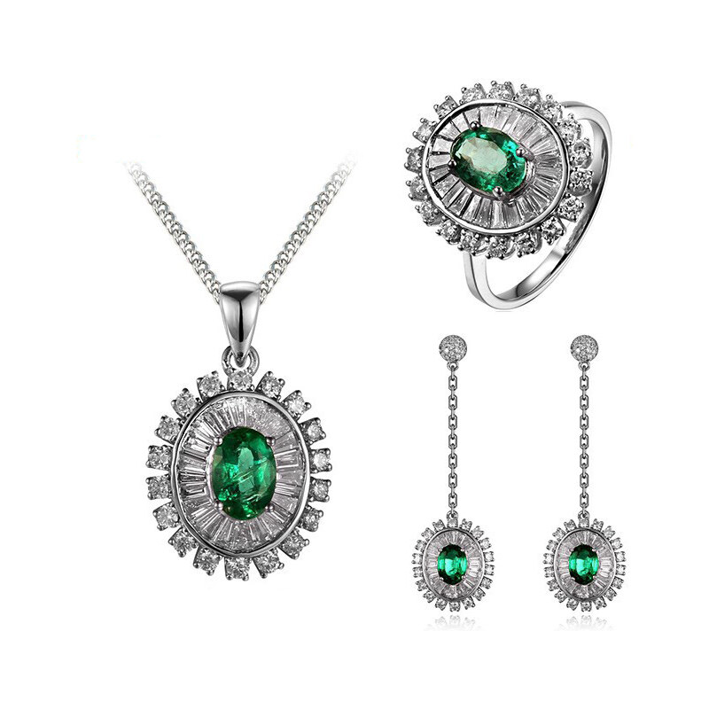 Eppi Luxusní smaragdová souprava s diamanty Elyn