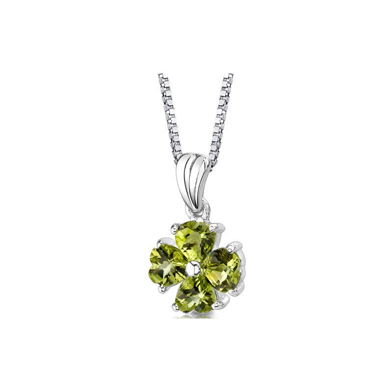 Eppi Olivínový květ ve stříbrném náhrdelníku Jolan