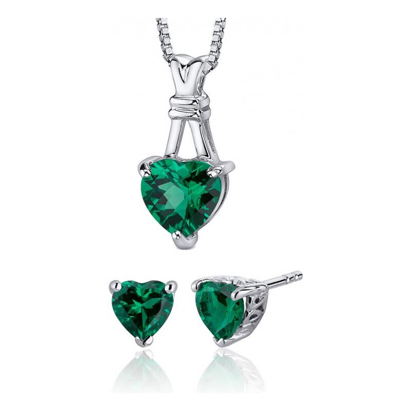 Eppi Kolekce stříbrných šperků se smaragdovými srdíčky Avasa