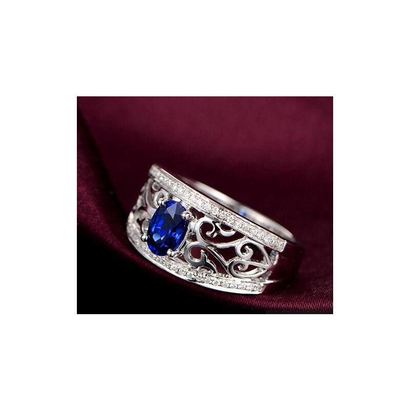 Eppi Královský prsten s modrým safírem a diamanty Kamari
