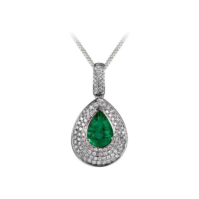 Eppi Zlatý náhrdelník s pear smaragdem obklopeným diamanty Ailee