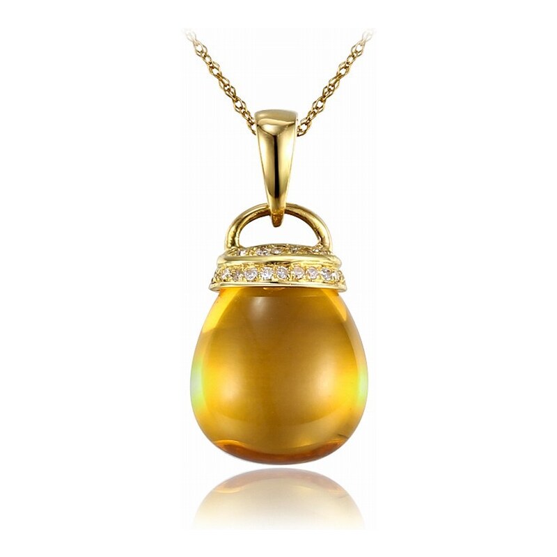 Eppi Jiskřivá citrínová slza ve zlatém náhrdelníku s diamanty Anvita