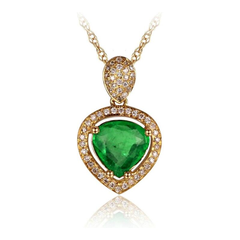 Eppi Jemný zlatý náhrdelník se smaragdem a diamanty Alea