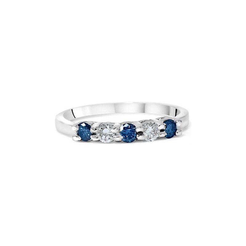 Eppi Zlatý prsten s modrými a bílými diamanty Denisha