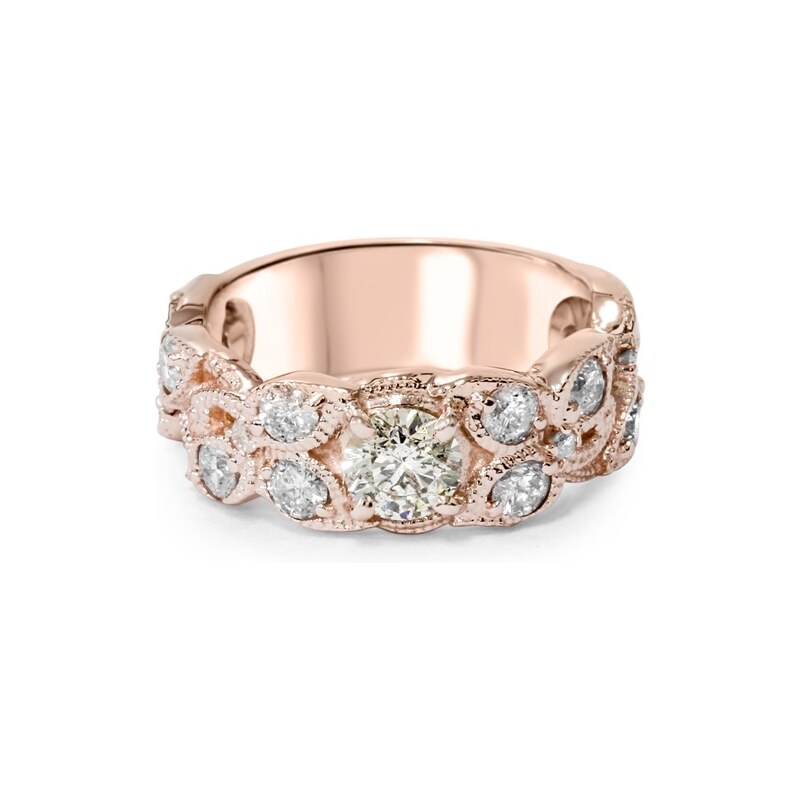 Eppi Luxusní zlatý zásnubní prsten s lístky vykládanými diamanty Jenny
