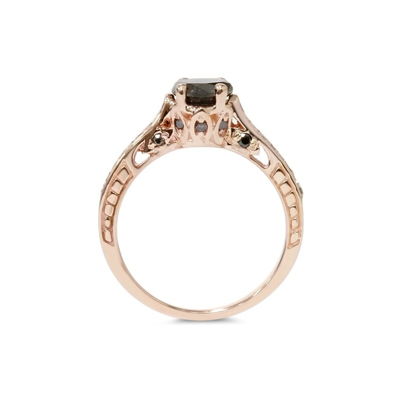 Eppi Zásnubní prsten ve vintage stylu s černými diamanty Inga