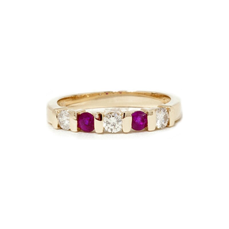 Eppi Zlatý prsten s rubíny a diamanty Dae