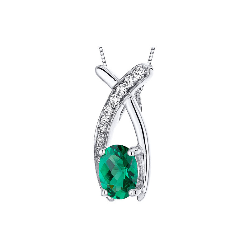 Eppi Stříbrný smaragdový náhrdelník se zirkony Drizella