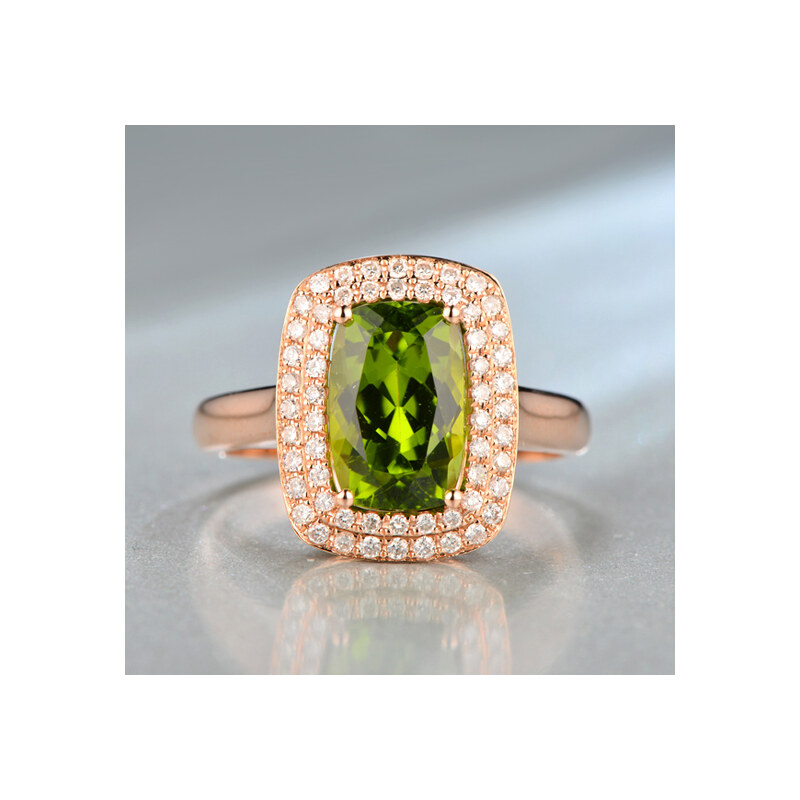 Eppi Zářivý zásnubní prsten s olivínem a diamanty Durene