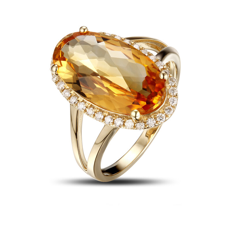 Eppi Půvabný zlatý prsten s 5ct citrínem a diamanty Aiofe