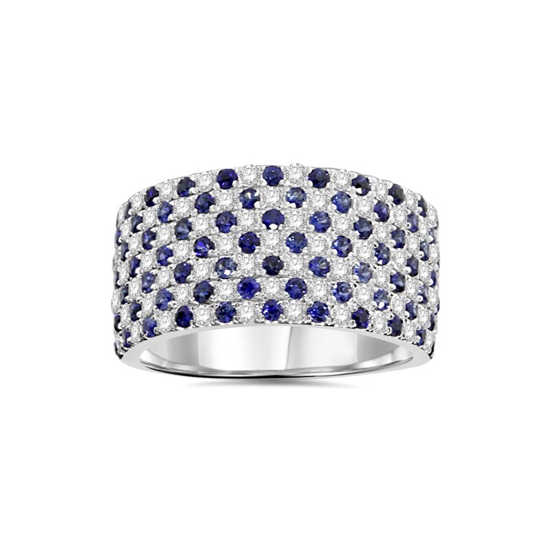 Eppi Luxusní zlatý prsten s modrými safíry a diamanty Kalena