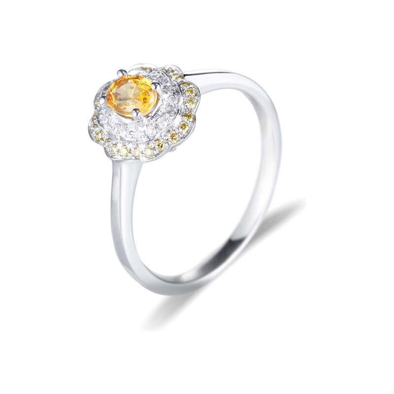 Eppi Zlatý prsten se žlutým safírem a diamanty Liolia