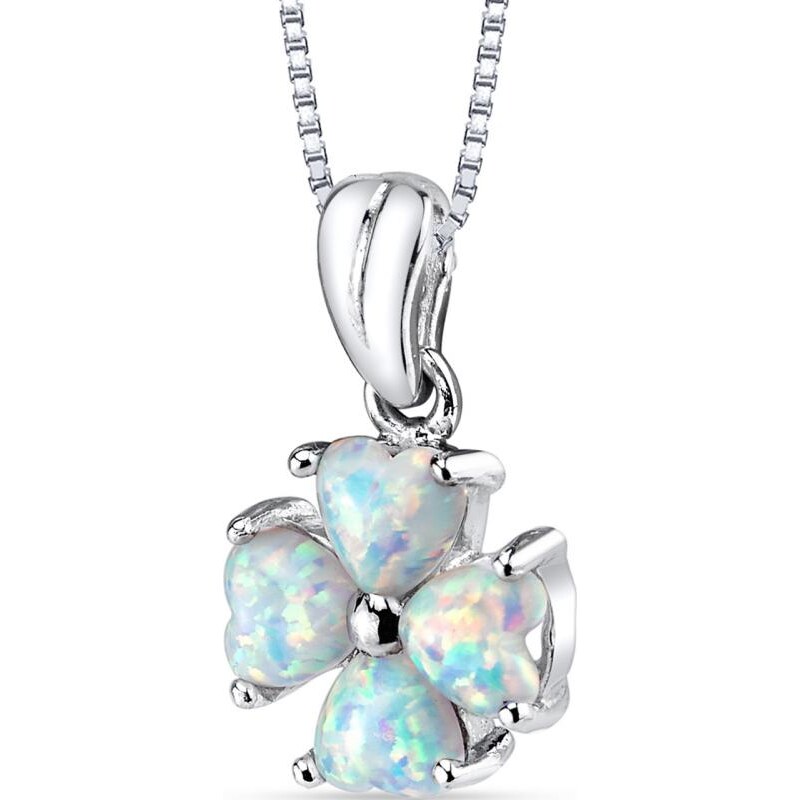 Eppi Stříbrný náhrdelník se čtyřlístkem z opálů Obelia