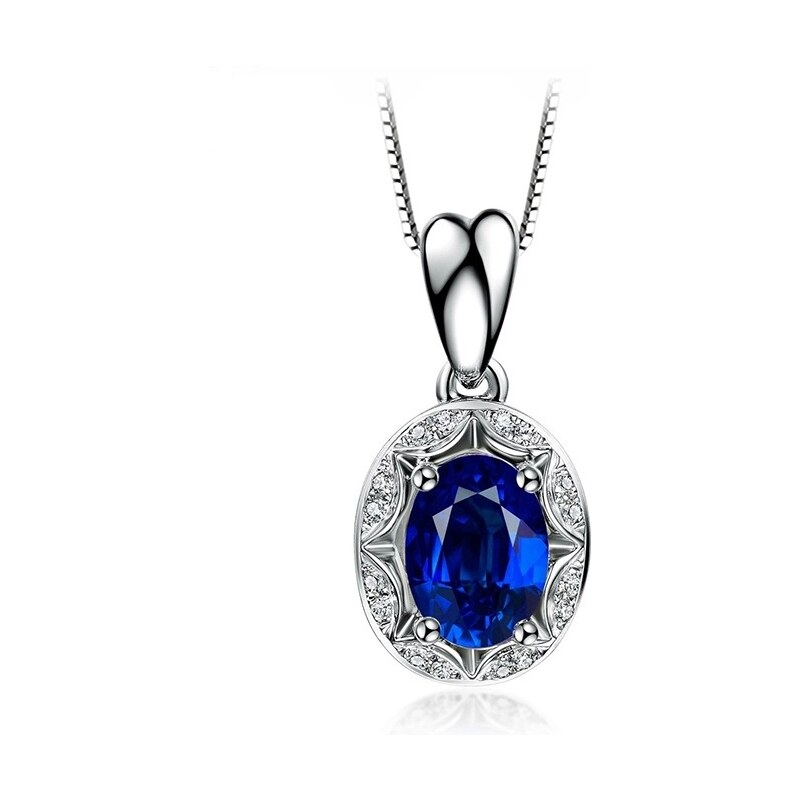 Eppi Zlatý náhrdelník s modrým safírem Malitha