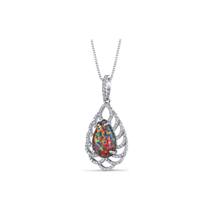 Eppi Krásný stříbrný náhrdelník s opálem a zirkony Sakia